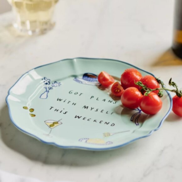 2 Anthropologie Plans with Myself Stoneware Dessert Plates Whimsical Butterflies - Picture 2 of 2